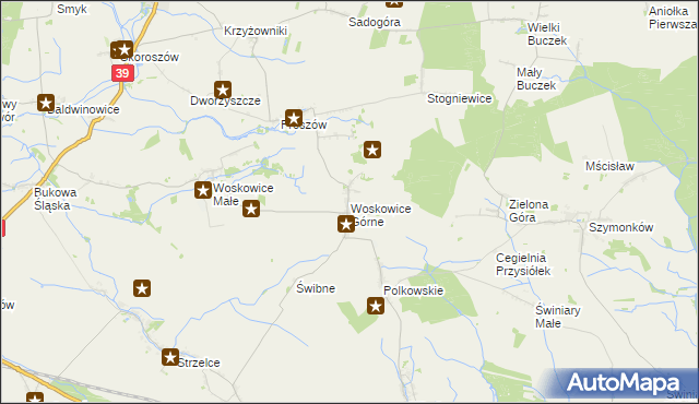 mapa Woskowice Górne, Woskowice Górne na mapie Targeo