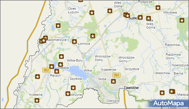 mapa Wrociszów Dolny, Wrociszów Dolny na mapie Targeo
