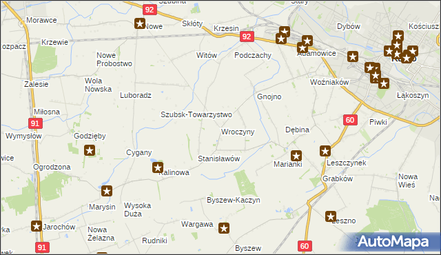 mapa Wroczyny, Wroczyny na mapie Targeo