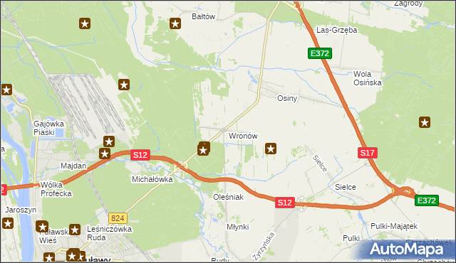 mapa Wronów gmina Końskowola, Wronów gmina Końskowola na mapie Targeo