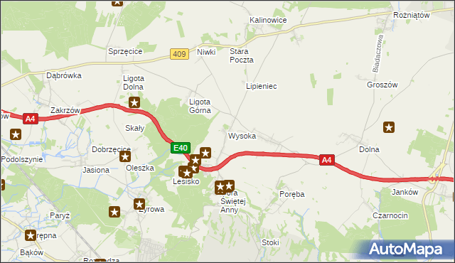 mapa Wysoka gmina Leśnica, Wysoka gmina Leśnica na mapie Targeo