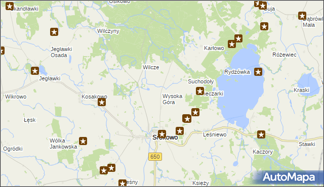 mapa Wysoka Góra gmina Srokowo, Wysoka Góra gmina Srokowo na mapie Targeo
