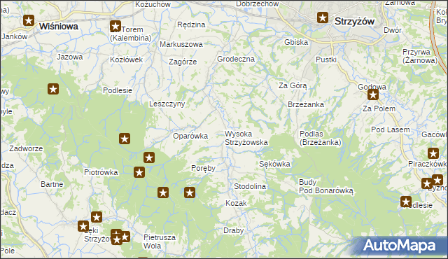 mapa Wysoka Strzyżowska, Wysoka Strzyżowska na mapie Targeo