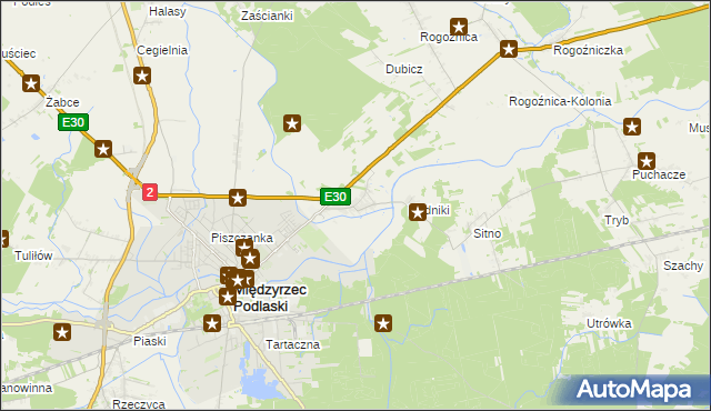 mapa Wysokie gmina Międzyrzec Podlaski, Wysokie gmina Międzyrzec Podlaski na mapie Targeo