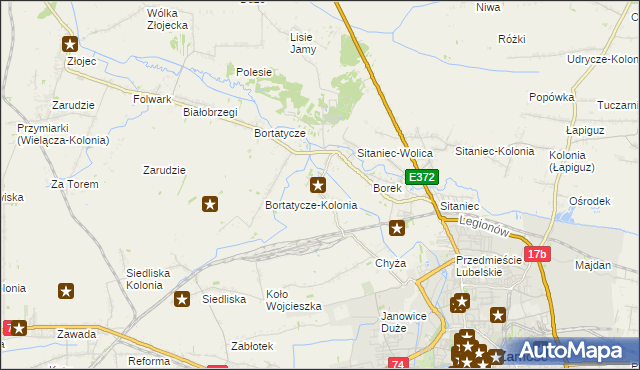 mapa Wysokie gmina Zamość, Wysokie gmina Zamość na mapie Targeo