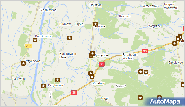 mapa Wyszęcice, Wyszęcice na mapie Targeo