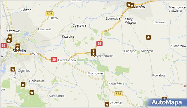 mapa Wyszonowice, Wyszonowice na mapie Targeo