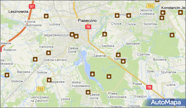 mapa Żabieniec gmina Piaseczno, Żabieniec gmina Piaseczno na mapie Targeo