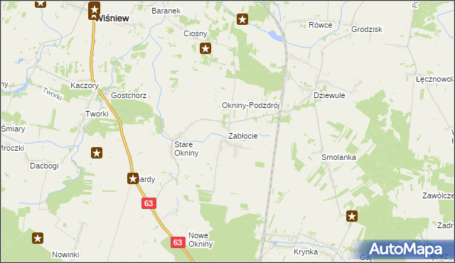 mapa Zabłocie gmina Wiśniew, Zabłocie gmina Wiśniew na mapie Targeo