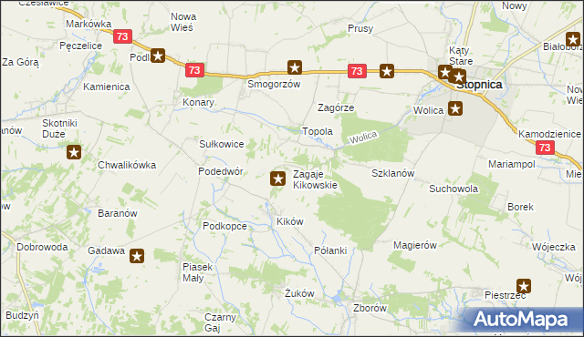mapa Zagaje Kikowskie, Zagaje Kikowskie na mapie Targeo