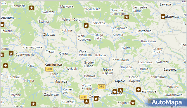 mapa Zagorzyn gmina Łącko, Zagorzyn gmina Łącko na mapie Targeo