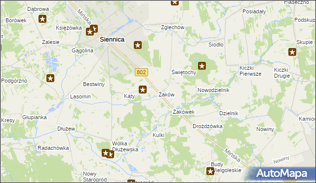 mapa Żaków, Żaków na mapie Targeo