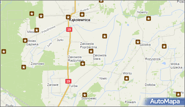 mapa Żakowola Stara, Żakowola Stara na mapie Targeo