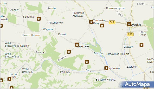 mapa Zakrzew powiat lubelski, Zakrzew powiat lubelski na mapie Targeo