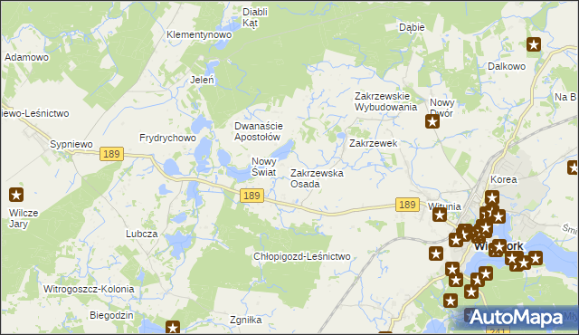 mapa Zakrzewska Osada, Zakrzewska Osada na mapie Targeo