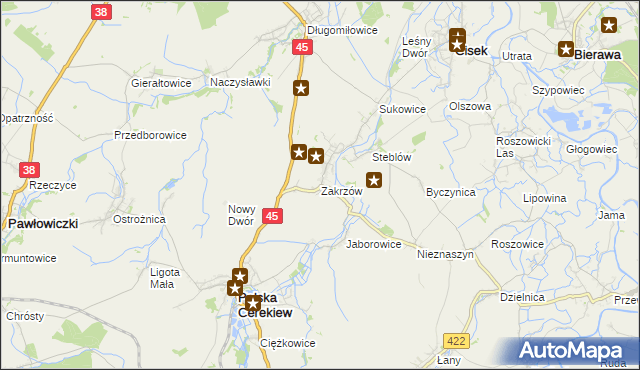 mapa Zakrzów gmina Polska Cerekiew, Zakrzów gmina Polska Cerekiew na mapie Targeo