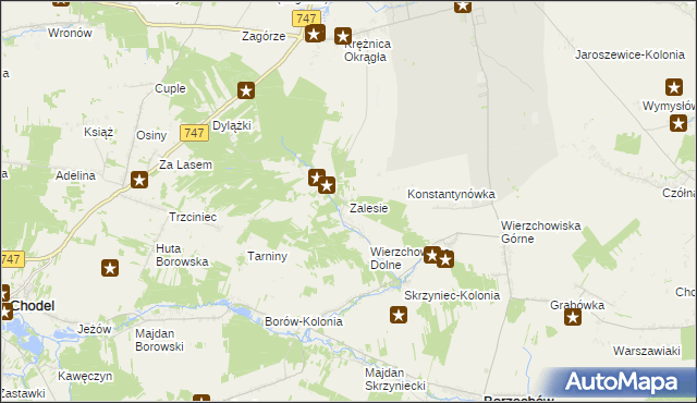 mapa Zalesie gmina Bełżyce, Zalesie gmina Bełżyce na mapie Targeo