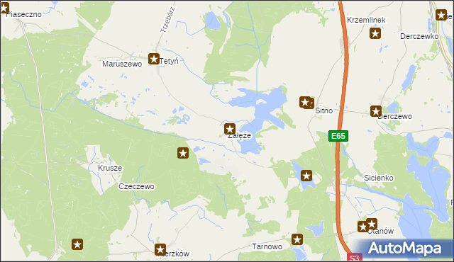 mapa Załęże gmina Kozielice, Załęże gmina Kozielice na mapie Targeo