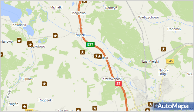 mapa Załuski gmina Nidzica, Załuski gmina Nidzica na mapie Targeo