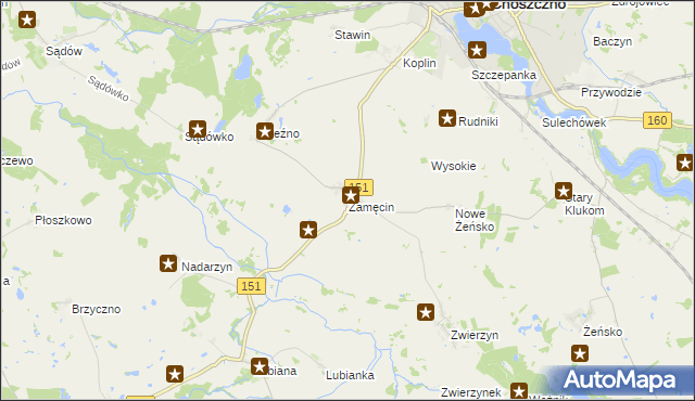mapa Zamęcin, Zamęcin na mapie Targeo