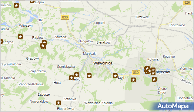 mapa Zarzeka gmina Wąwolnica, Zarzeka gmina Wąwolnica na mapie Targeo