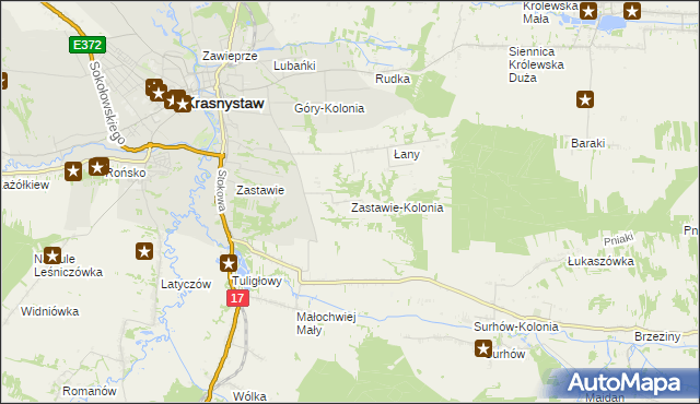 mapa Zastawie-Kolonia, Zastawie-Kolonia na mapie Targeo