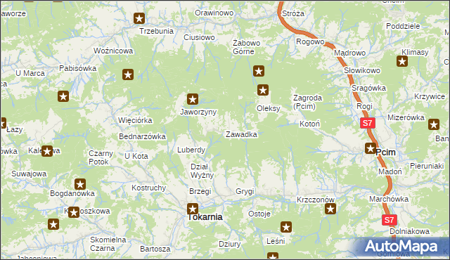 mapa Zawadka gmina Tokarnia, Zawadka gmina Tokarnia na mapie Targeo