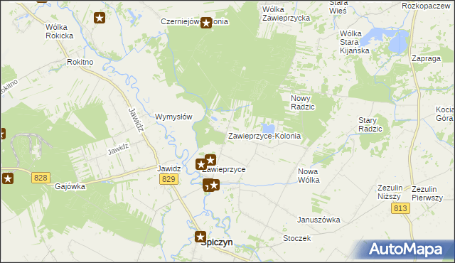 mapa Zawieprzyce-Kolonia, Zawieprzyce-Kolonia na mapie Targeo