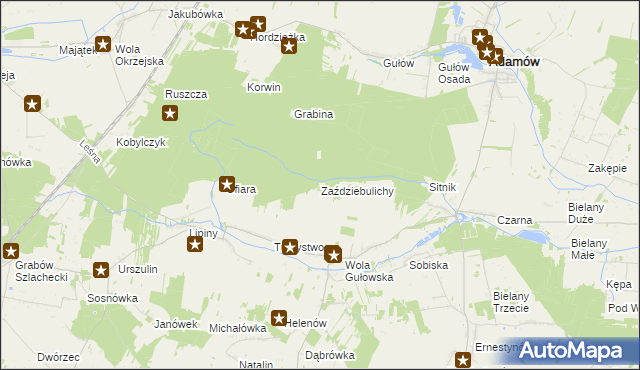 mapa Zaździebulichy, Zaździebulichy na mapie Targeo