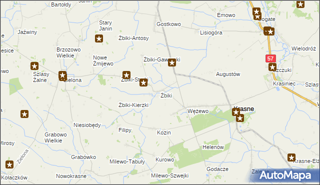 mapa Żbiki gmina Krasne, Żbiki gmina Krasne na mapie Targeo