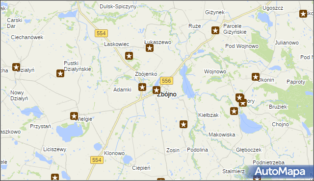 mapa Zbójno powiat golubsko-dobrzyński, Zbójno powiat golubsko-dobrzyński na mapie Targeo