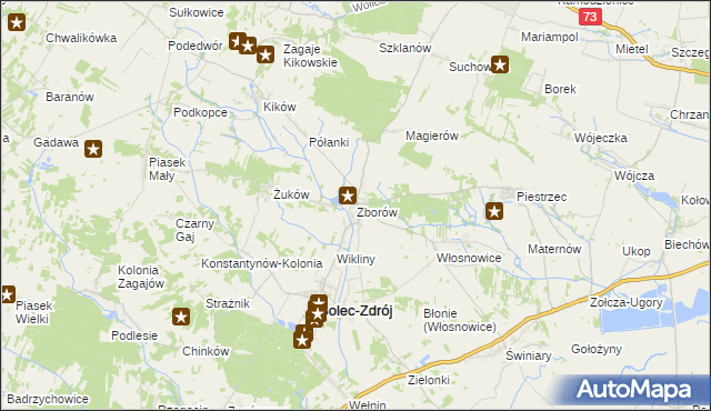 mapa Zborów gmina Solec-Zdrój, Zborów gmina Solec-Zdrój na mapie Targeo