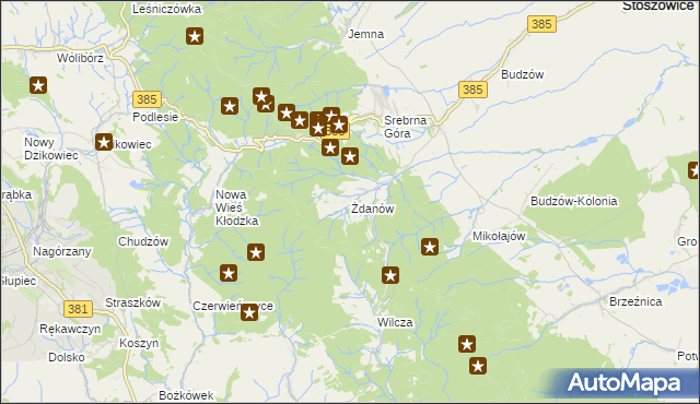 mapa Żdanów gmina Stoszowice, Żdanów gmina Stoszowice na mapie Targeo