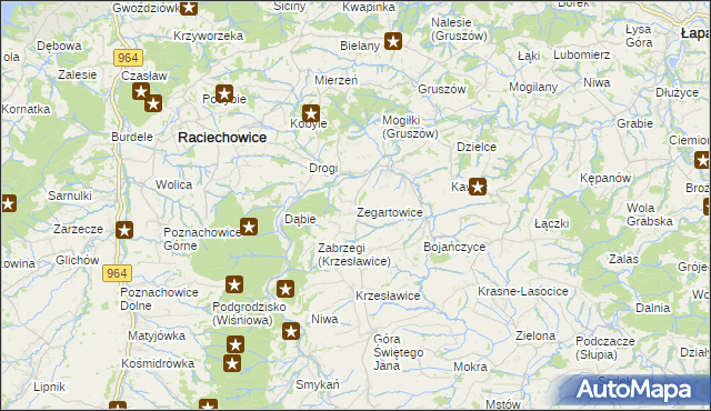 mapa Zegartowice gmina Raciechowice, Zegartowice gmina Raciechowice na mapie Targeo