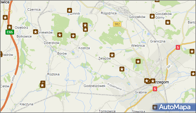 mapa Żelazów gmina Strzegom, Żelazów gmina Strzegom na mapie Targeo