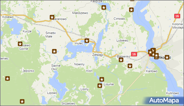 mapa Zełwągi, Zełwągi na mapie Targeo