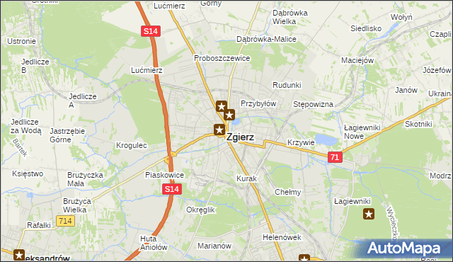 mapa Zgierz, Zgierz na mapie Targeo