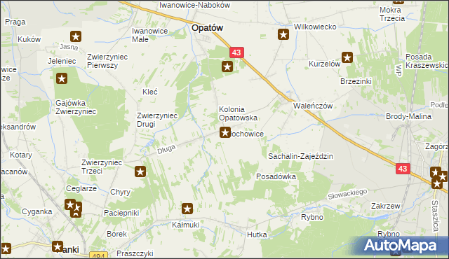 mapa Złochowice, Złochowice na mapie Targeo