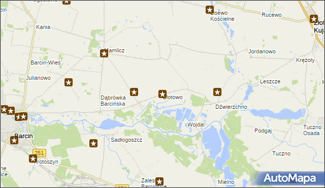 mapa Złotowo gmina Barcin, Złotowo gmina Barcin na mapie Targeo