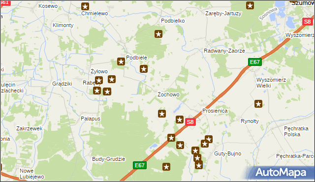 mapa Żochowo gmina Stary Lubotyń, Żochowo gmina Stary Lubotyń na mapie Targeo