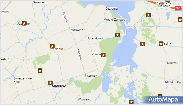 mapa Żółwiniec gmina Markusy, Żółwiniec gmina Markusy na mapie Targeo