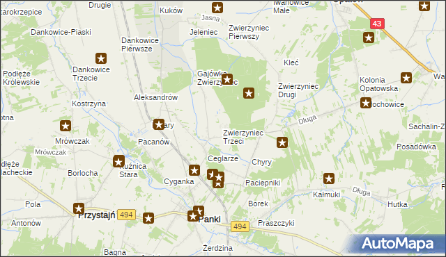 mapa Zwierzyniec Trzeci, Zwierzyniec Trzeci na mapie Targeo