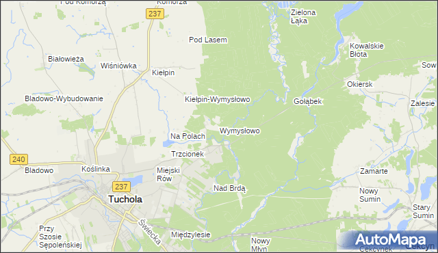 mapa Wymysłowo gmina Tuchola, Wymysłowo gmina Tuchola na mapie Targeo