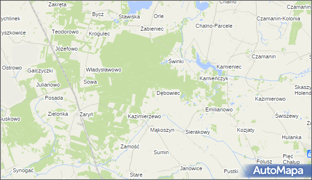 mapa Dębowiec gmina Wierzbinek, Dębowiec gmina Wierzbinek na mapie Targeo