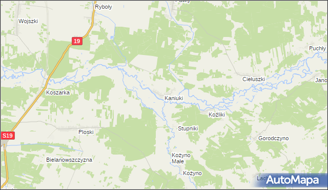 mapa Kaniuki gmina Zabłudów, Kaniuki gmina Zabłudów na mapie Targeo
