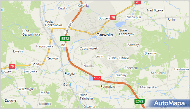 mapa Lucin gmina Garwolin, Lucin gmina Garwolin na mapie Targeo