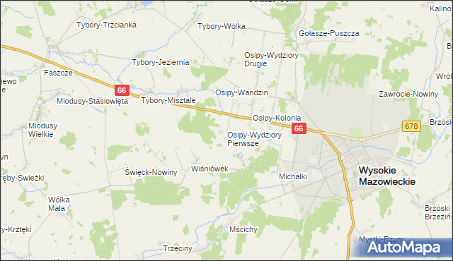 mapa Osipy-Wydziory Pierwsze, Osipy-Wydziory Pierwsze na mapie Targeo