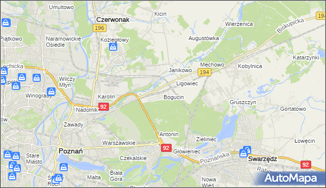 mapa Bogucin gmina Swarzędz, Bogucin gmina Swarzędz na mapie Targeo