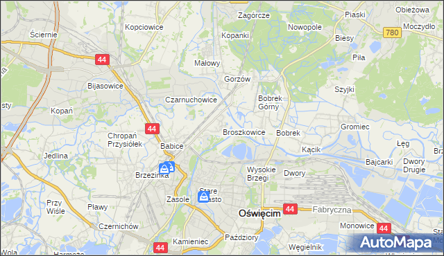 mapa Broszkowice, Broszkowice na mapie Targeo