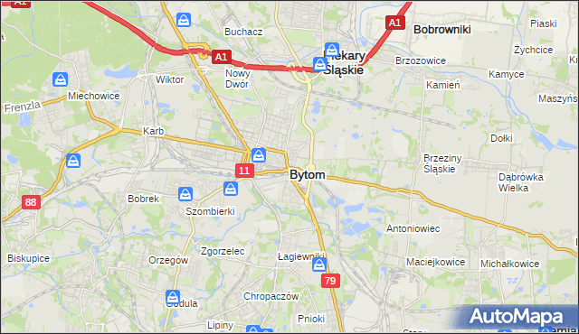 mapa Bytomia, Bytom na mapie Targeo